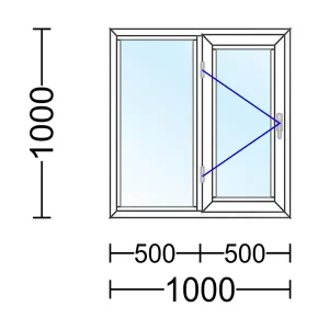 پنجره ترمال بریک لولایی سری 6 ابعاد 1000 در 1000