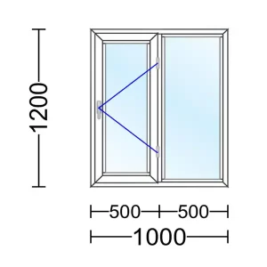 پنجره ترمال بریک لولایی سری 60 با ابعاد 1000 در 1200.