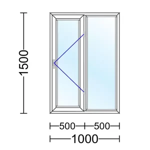 پنجره ترمال بریک لولایی سری 60 با ابعاد 1000 در 1500