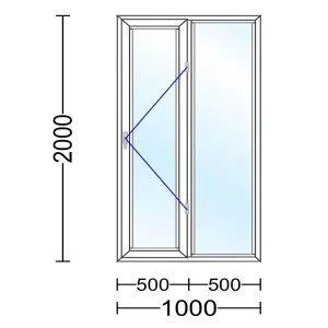 پنجره ترمال بریک لولایی سری 60 با ابعاد 1000 در 2000